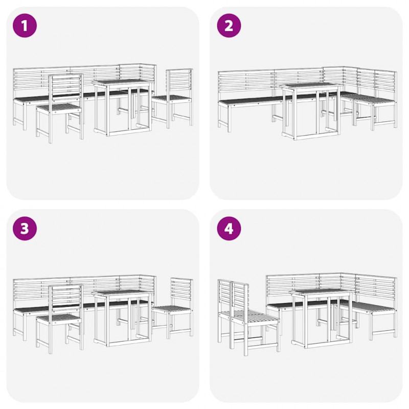 Zestaw Bistro Ogrodowego 6 pcs Brązowy Lite Drewno Akacji