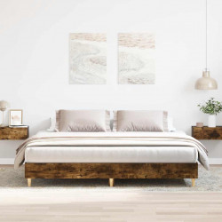 Rama łóżka bez materaca dąb wędzony 200x200 cm drewno klejone