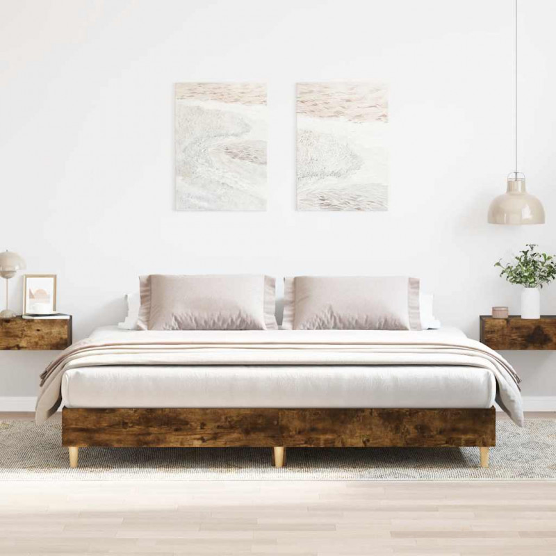 Rama łóżka bez materaca dąb wędzony 200x200 cm drewno klejone
