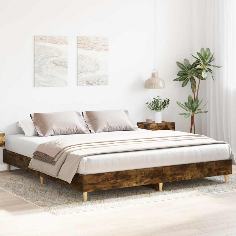 Rama łóżka bez materaca dąb wędzony 200x200 cm drewno klejone