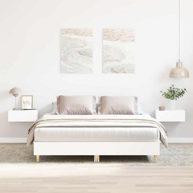 Rama łóżka bez materaca biała 150x200 cm drewno klejone
