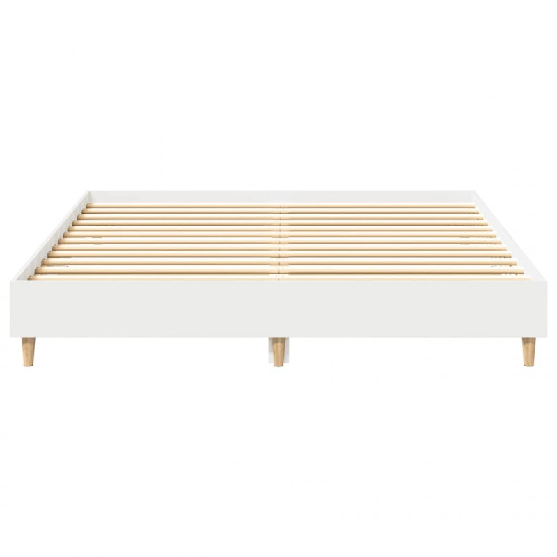 Rama łóżka bez materaca biała 150x200 cm drewno klejone