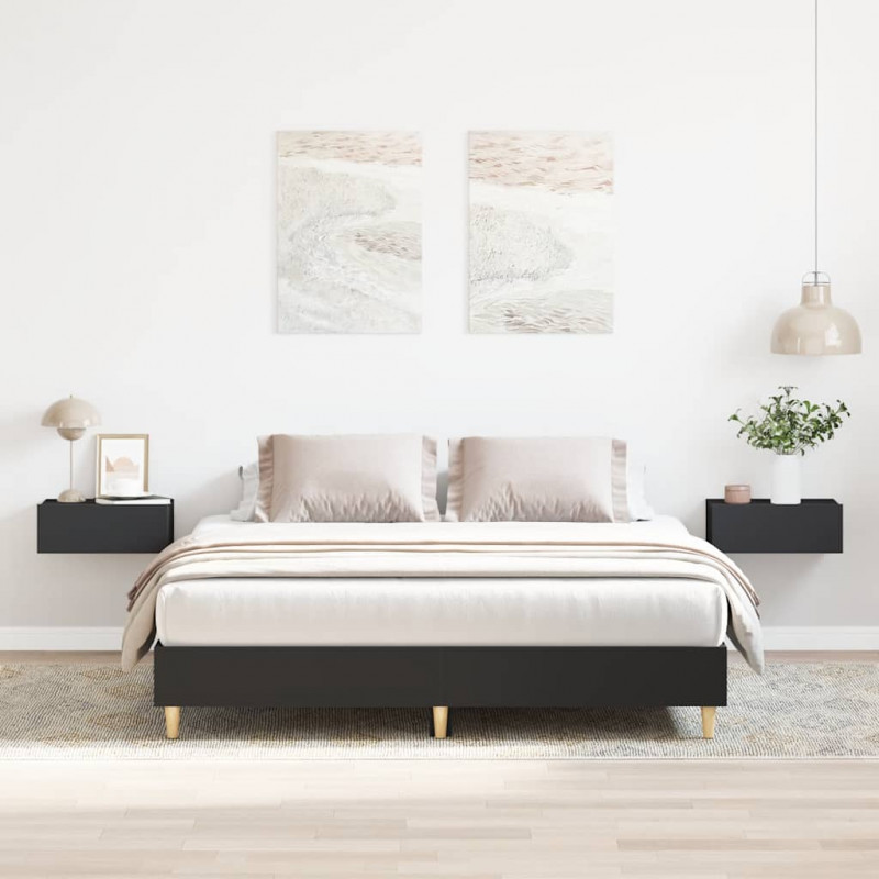 Rama łóżka bez materaca czarna 150x200 cm drewno klejone