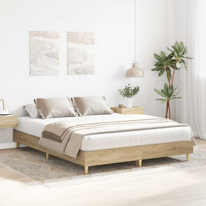 Rama łóżka bez materaca Dąb Sonoma 150x200 cm Drewno klejone