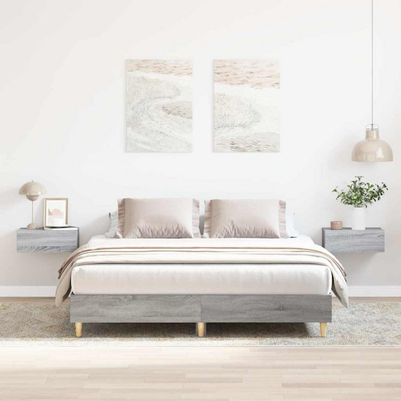 Rama łóżka bez materaca Szary Sonoma 150x200 cm Drewno klejone