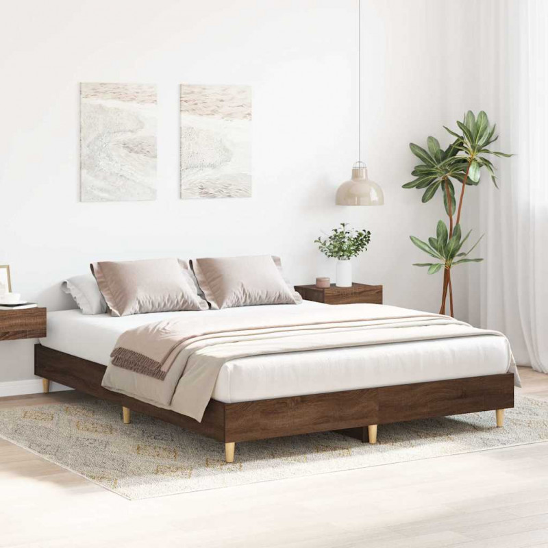 Rama łóżka bez materaca Brązowy dąb 150x200 cm Drewno klejone