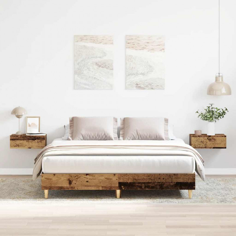 Rama łóżka bez materaca Stare drewno 150x200 cm Drewno klejone