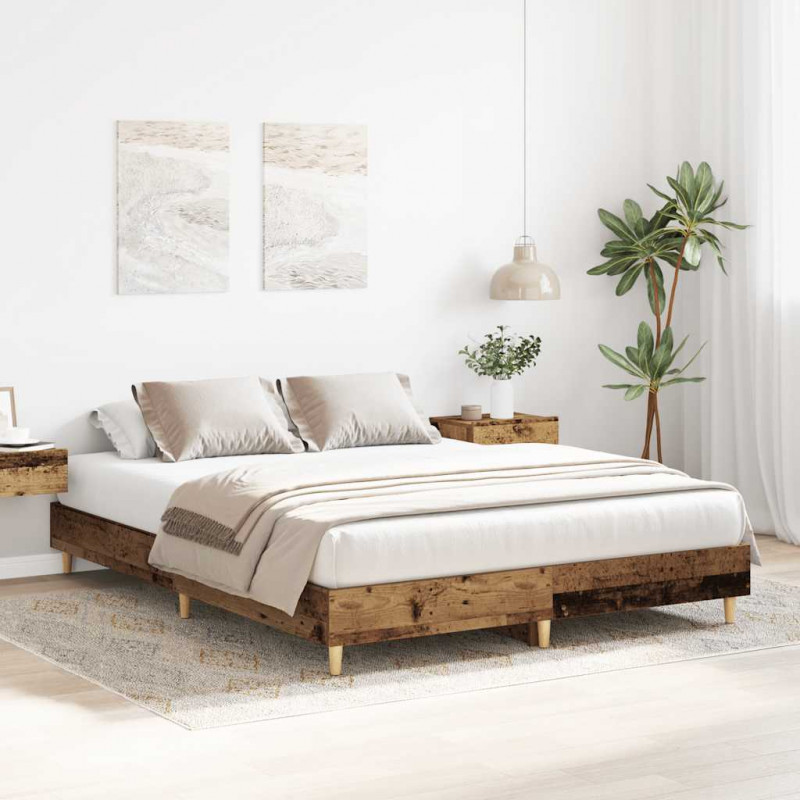 Rama łóżka bez materaca Stare drewno 150x200 cm Drewno klejone