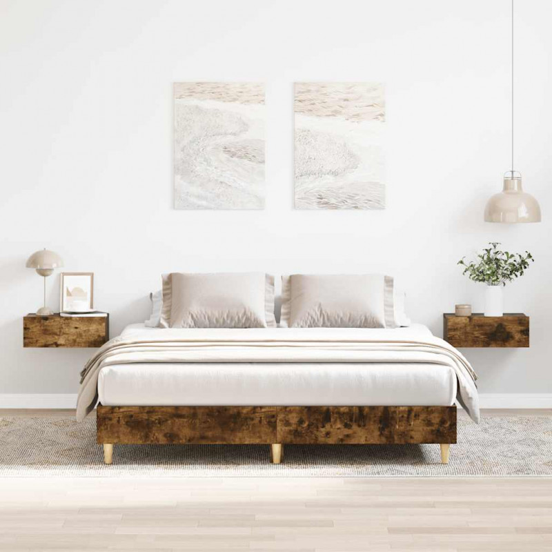 Rama łóżka bez materaca dąb wędzony 140x200 cm drewno klejone