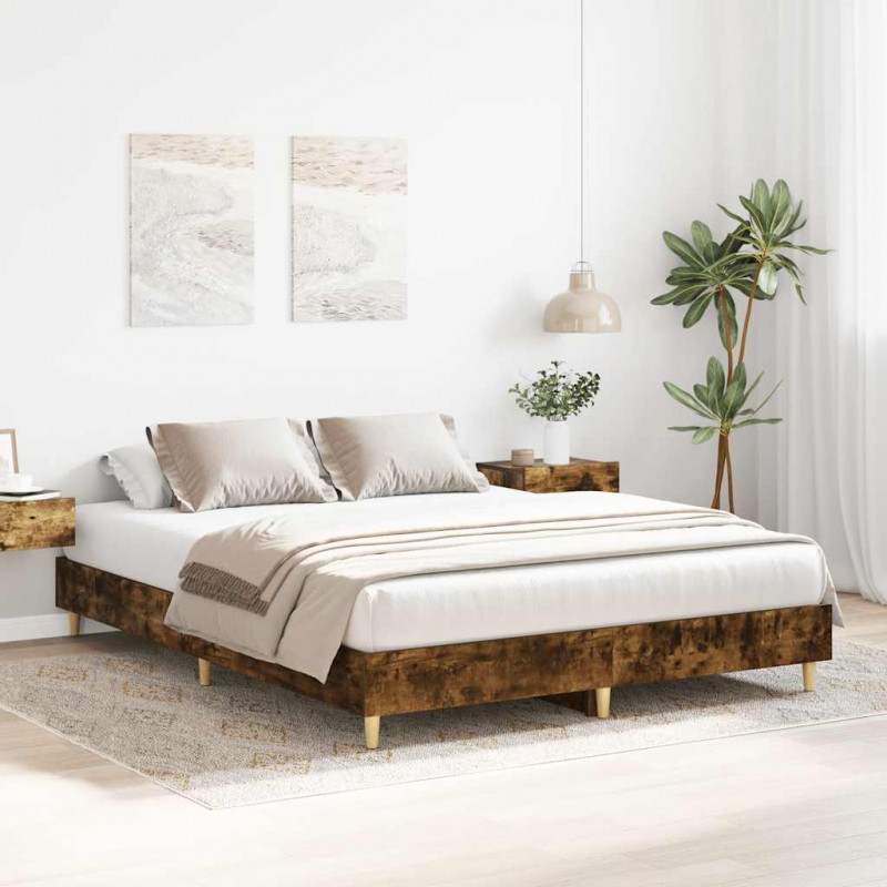 Rama łóżka bez materaca dąb wędzony 140x200 cm drewno klejone