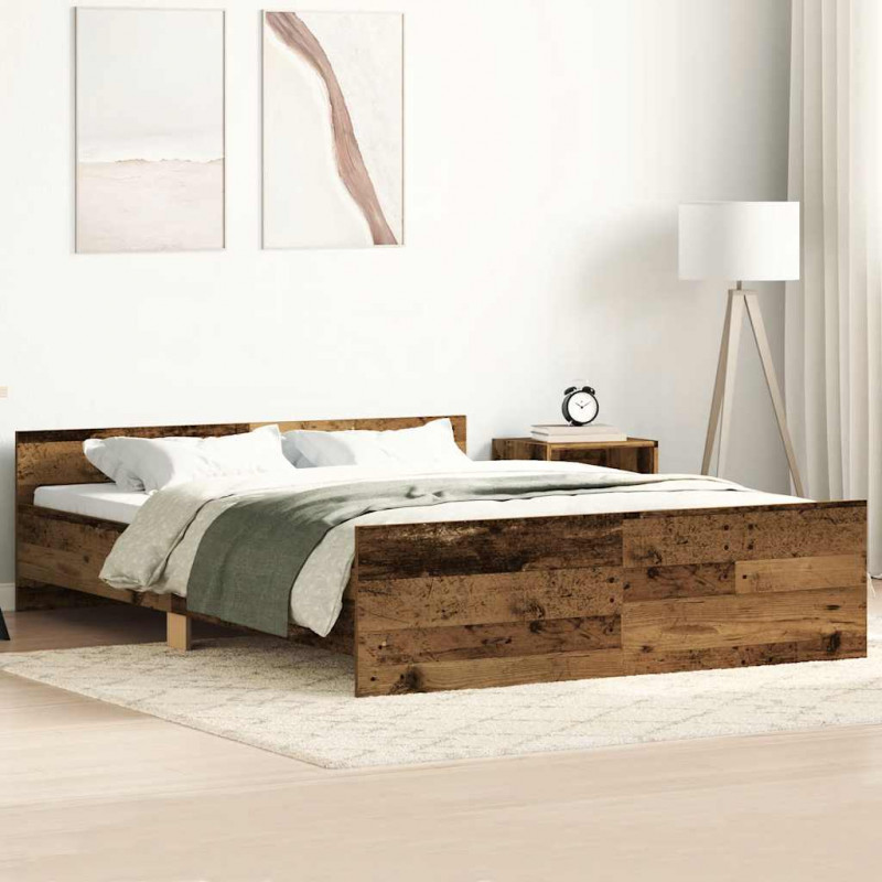 Rama łóżka bez materaca Stare drewno 150x200cm Drewno klejone