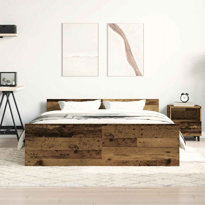 Rama łóżka bez materaca Stare drewno 150x200cm Drewno klejone