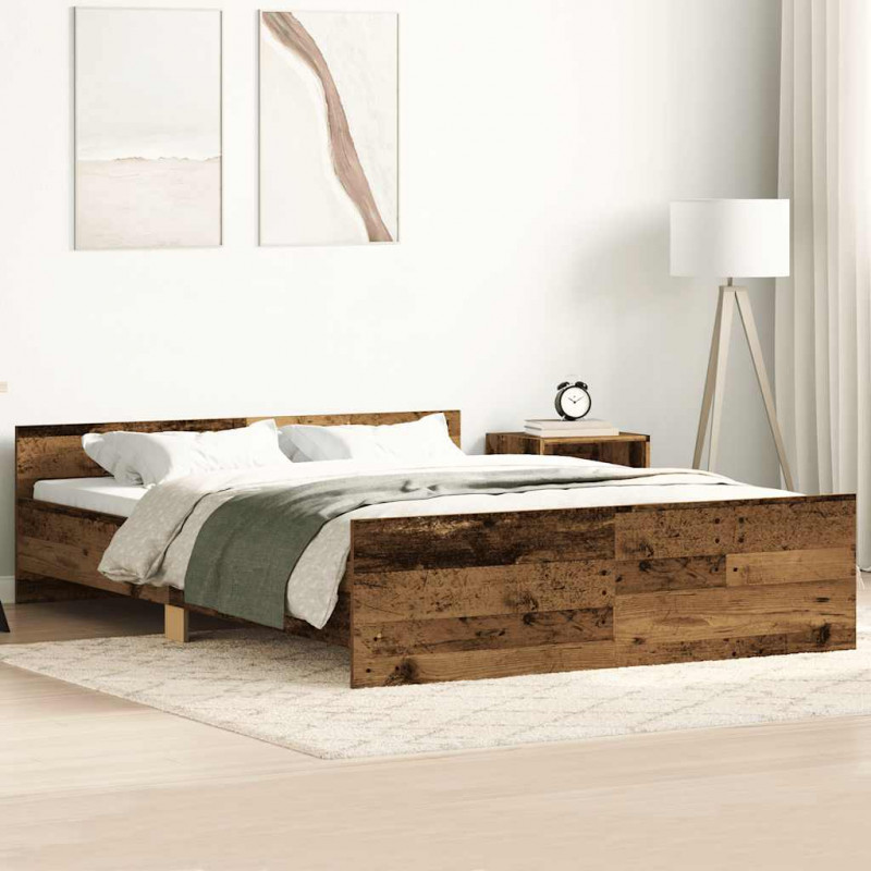 Rama łóżka bez materaca Stare drewno 135x190cm Drewno klejone