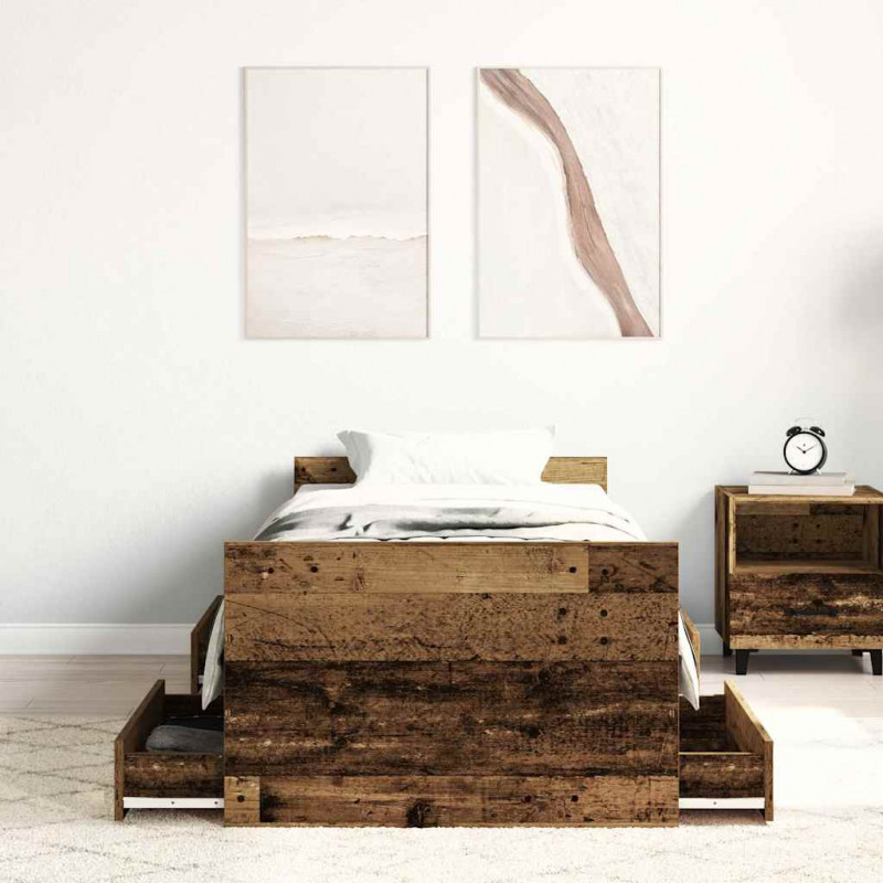 Rama łóżka bez materaca Stare drewno 100x200cm Drewno klejone