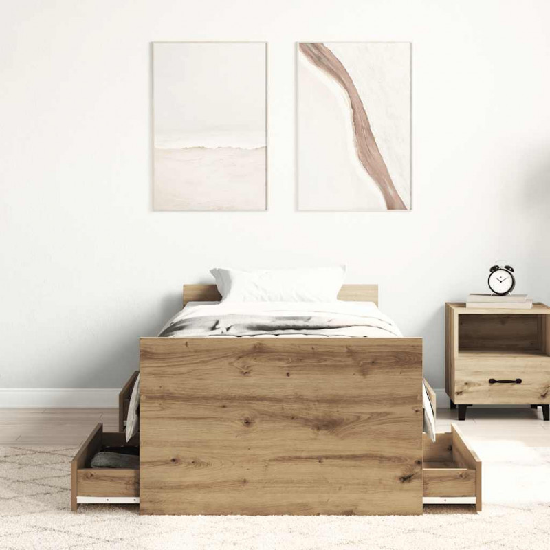 Rama łóżka bez materaca Artisan Oak 100x200cm Drewno klejone