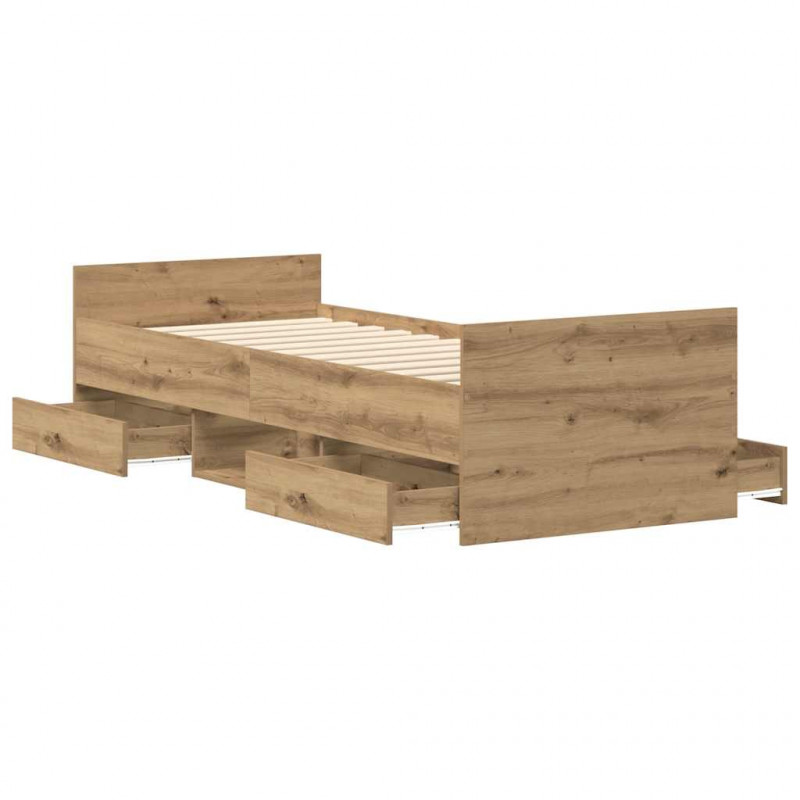 Rama łóżka bez materaca Artisan Oak 100x200cm Drewno klejone
