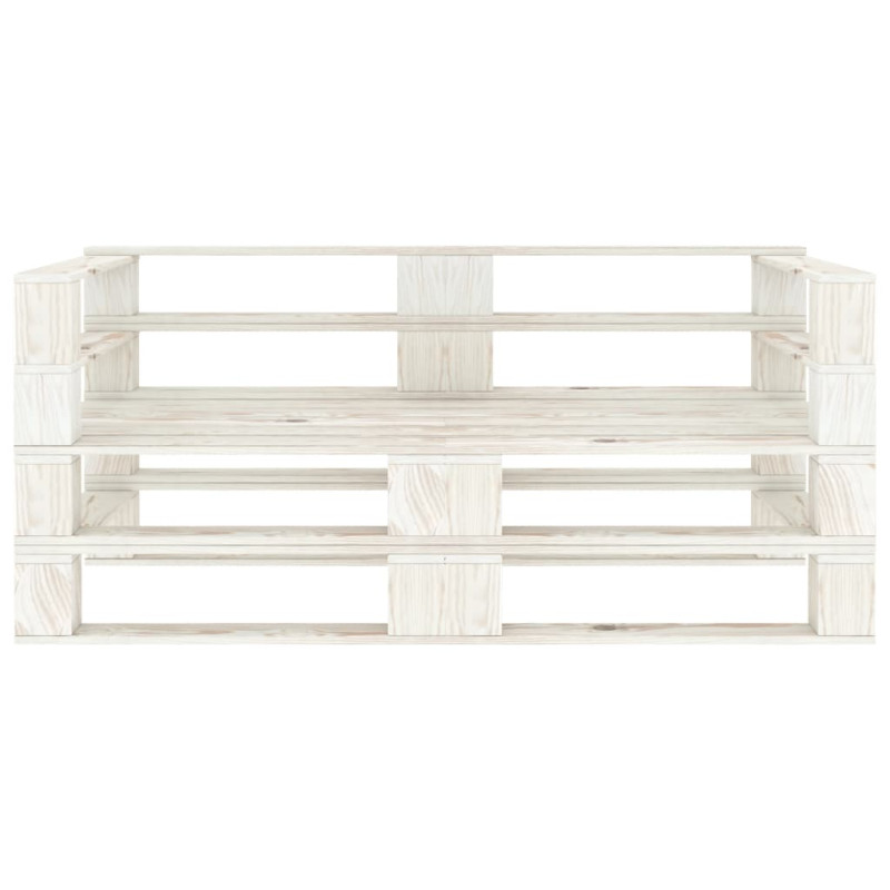 Ogrodowa sofa 2-osobowa z palet, drewniana, biała
