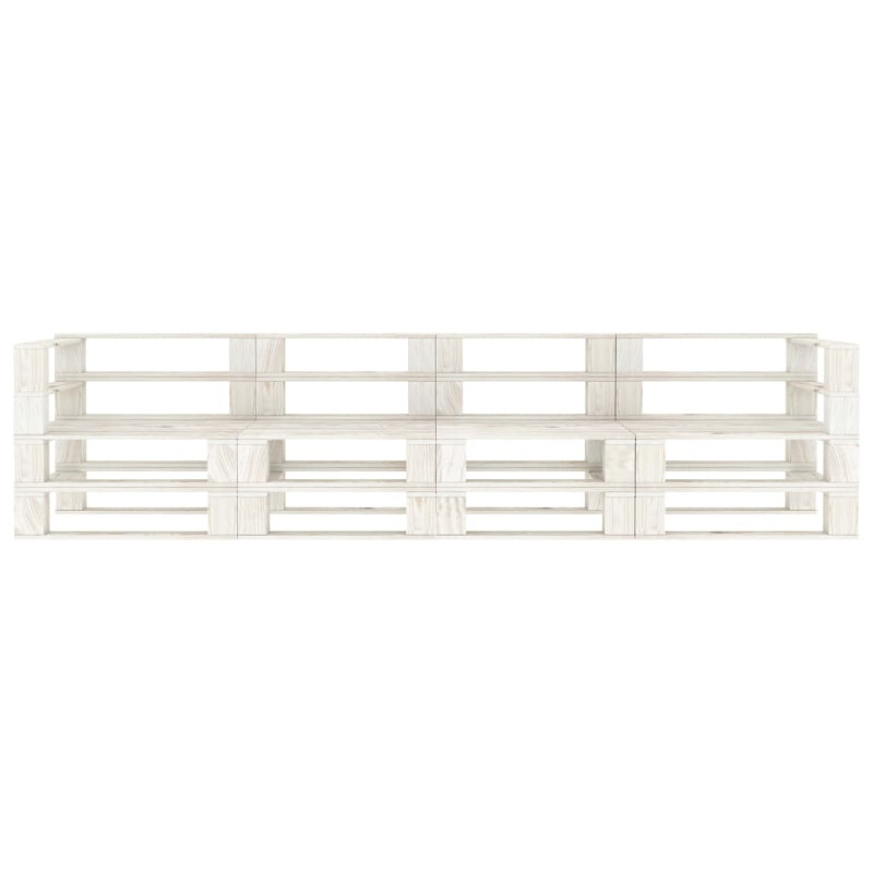 Ogrodowa sofa 4-osobowa z palet, drewniana, biała