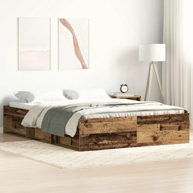 Rama łóżka bez materaca Stare drewno 120x200cm Drewno klejone