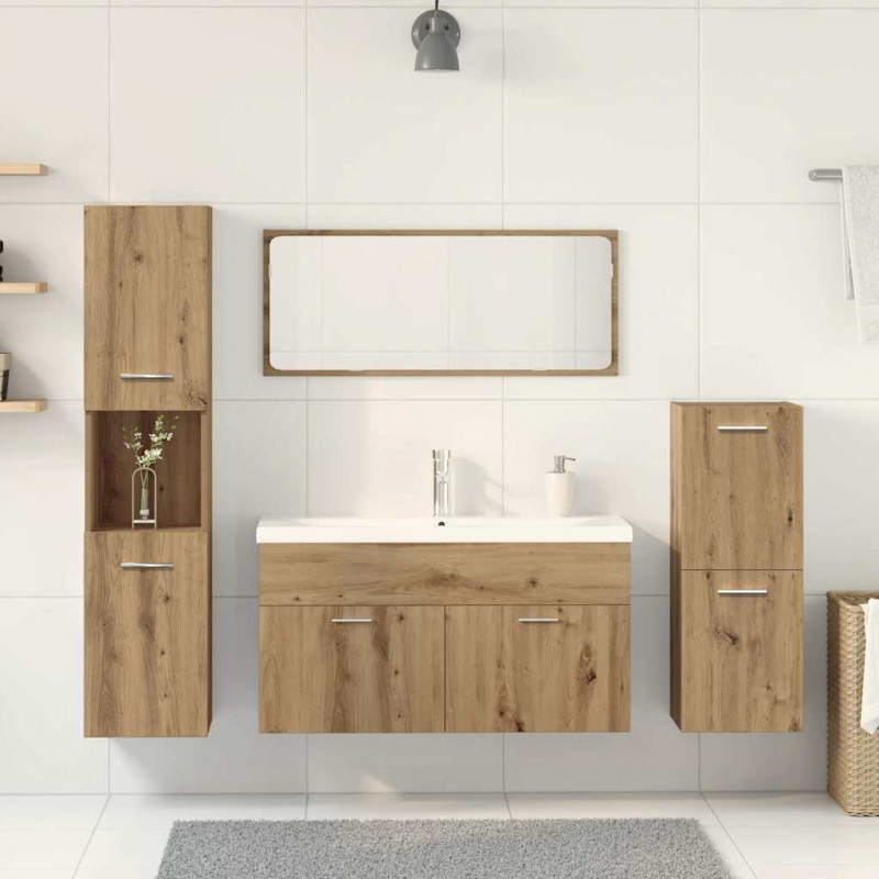 5-częściowy zestaw mebli łazienkowych, dąb artisan