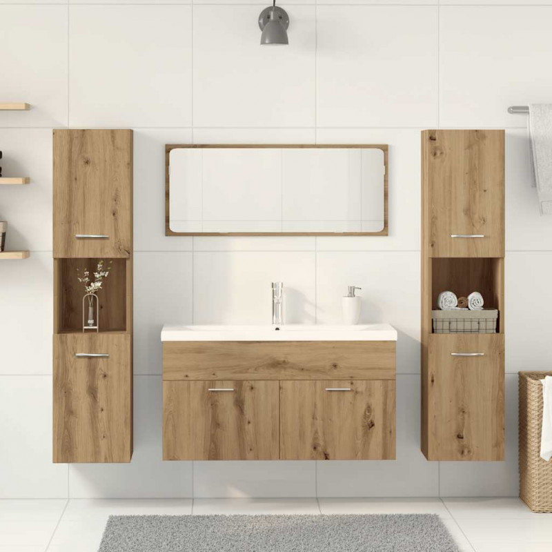 5-częściowy zestaw mebli łazienkowych, dąb artisan
