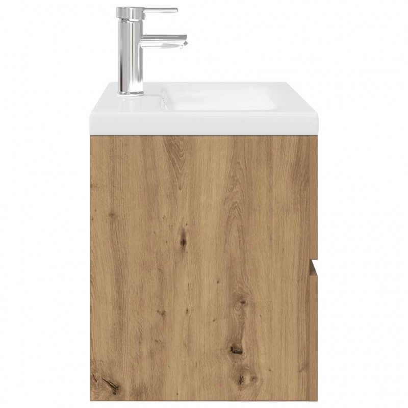 Szafka pod umywalkę z wbudowaną umywalką i baterią dąb artisan