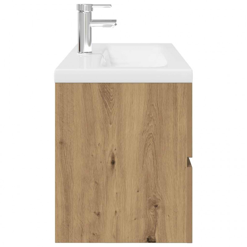 Szafka pod umywalkę z wbudowaną umywalką i baterią dąb artisan