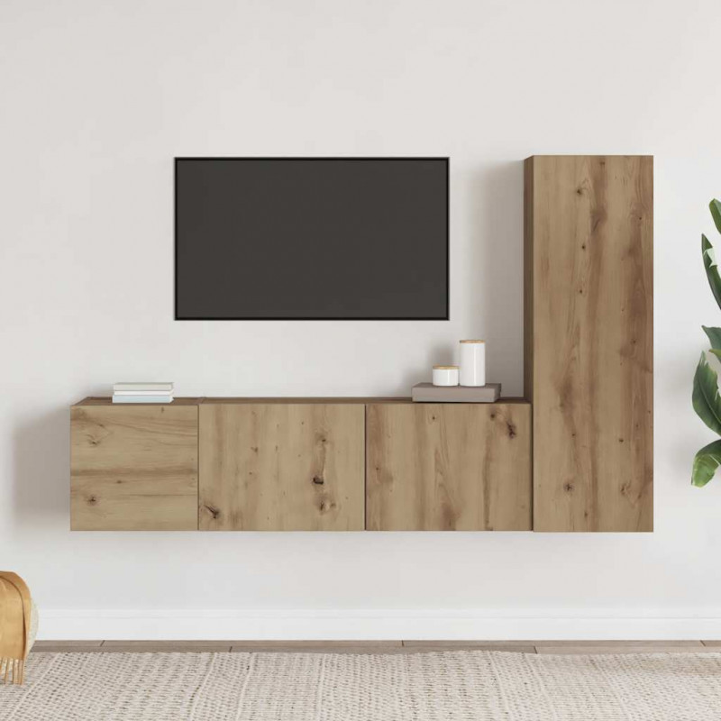 Wiszące szafki telewizyjne, 3 szt., dąb artisan