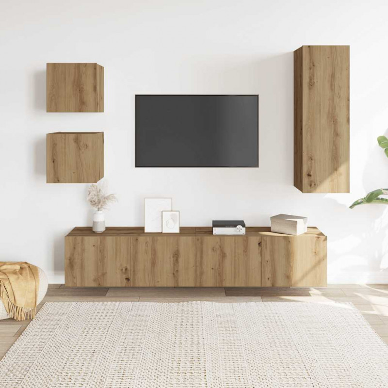 5-cz. zestaw szafek TV, dąb artisan, materiał drewnopochodny