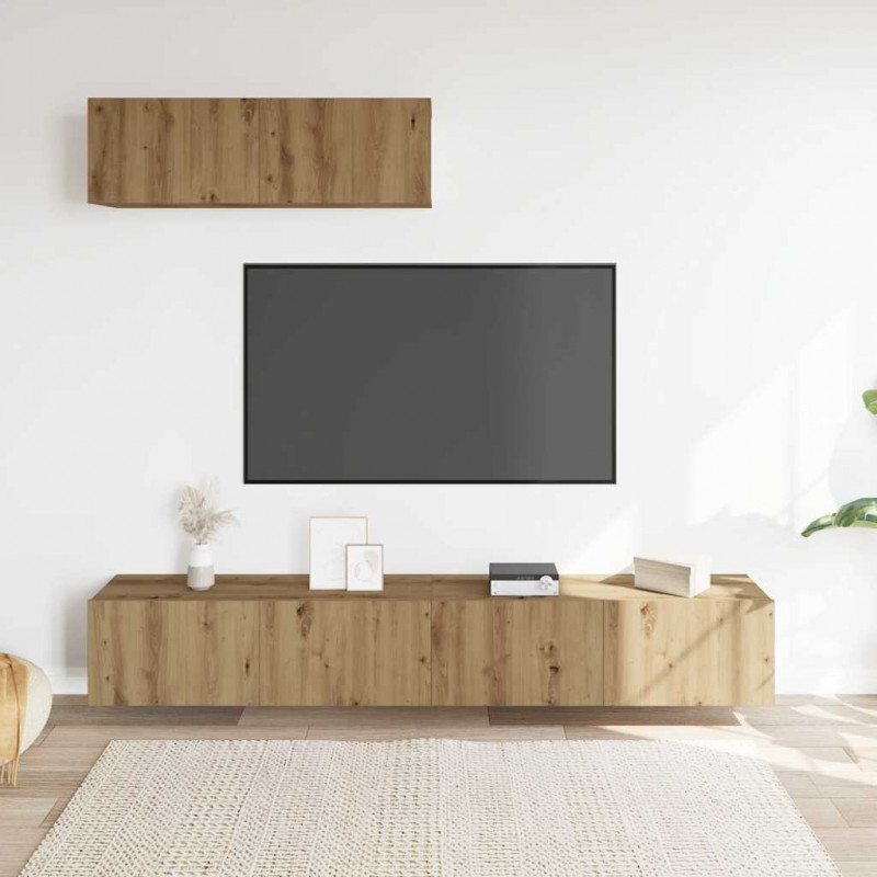 Wiszące szafki telewizyjne, 3 szt., dąb artisan, 100x30x30 cm