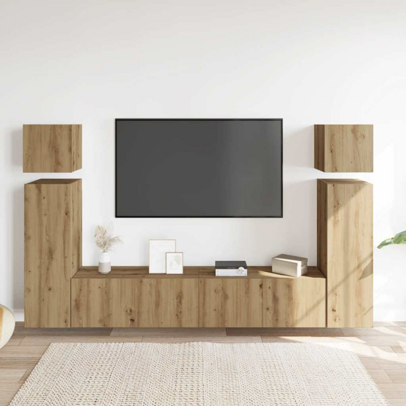 8-cz. zestaw szafek TV, dąb artisan, materiał drewnopochodny