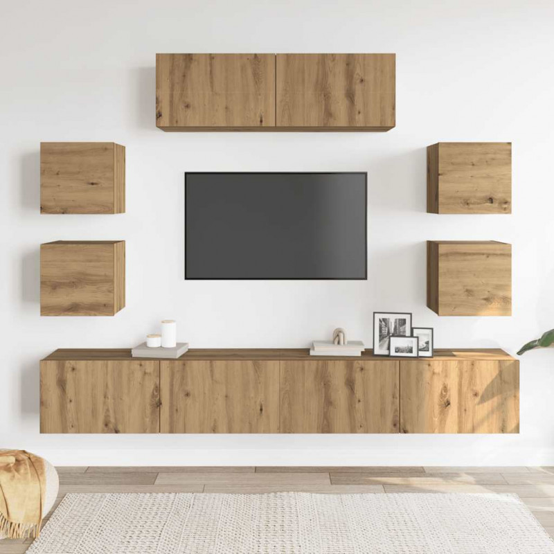 7-cz. zestaw szafek TV, dąb artisan, materiał drewnopochodny