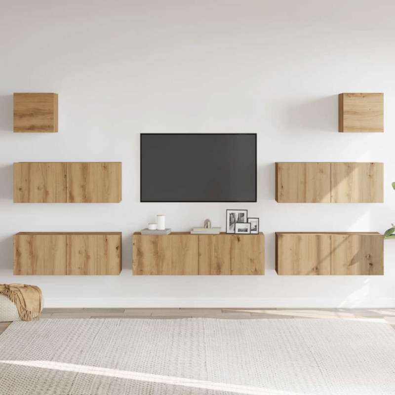 7-cz. zestaw szafek TV, dąb artisan, materiał drewnopochodny