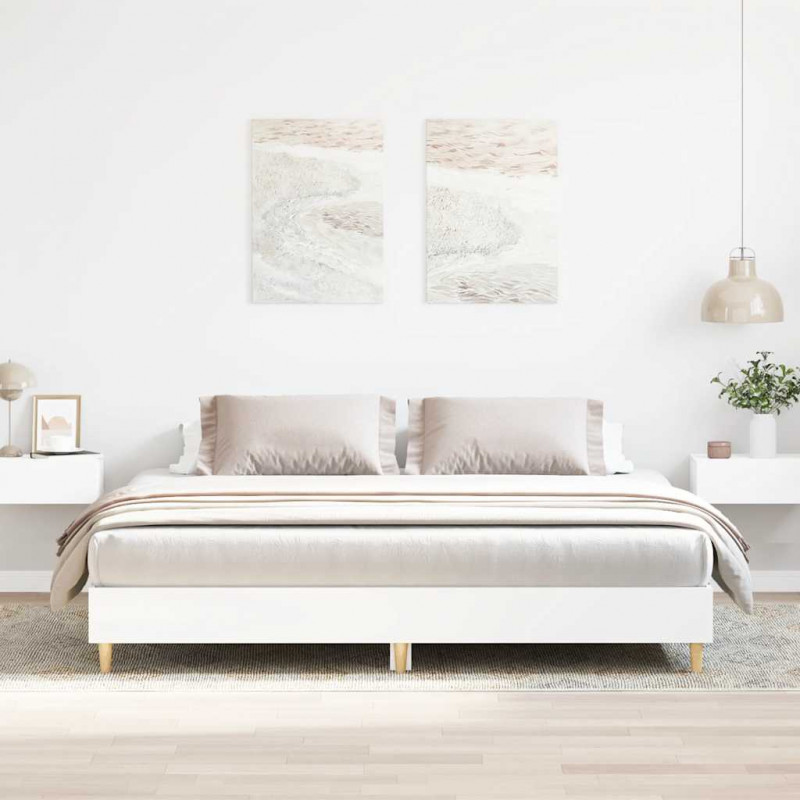 Rama łóżka bez materaca Biała 180x200cm Drewno klejone