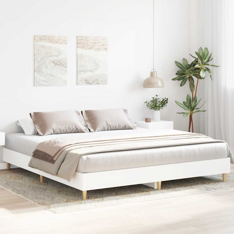 Rama łóżka bez materaca Biała 180x200cm Drewno klejone