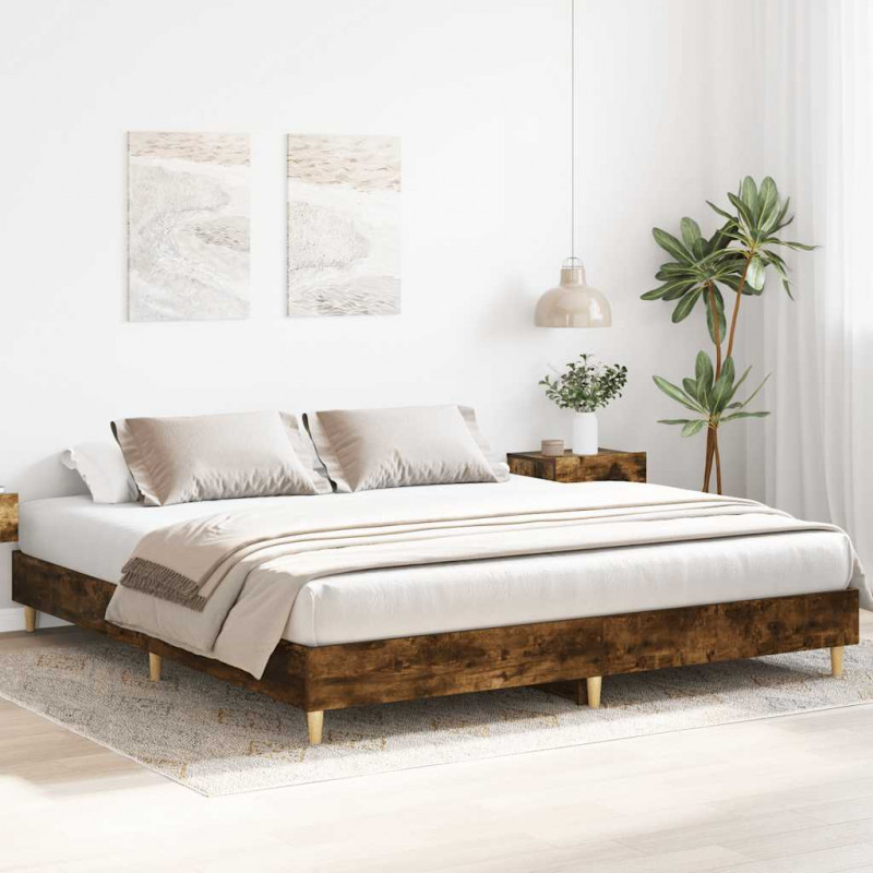 Rama łóżka bez materaca dąb wędzony 160x200cm drewno klejone