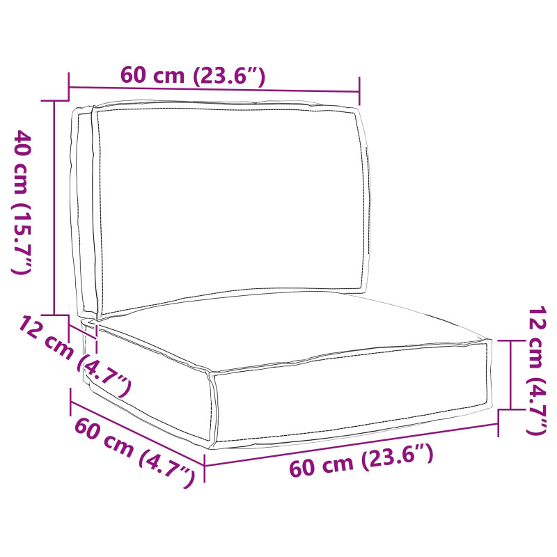 Zestaw poduszek na paletę 2 pcs Czerwone wino Materiał Oxford