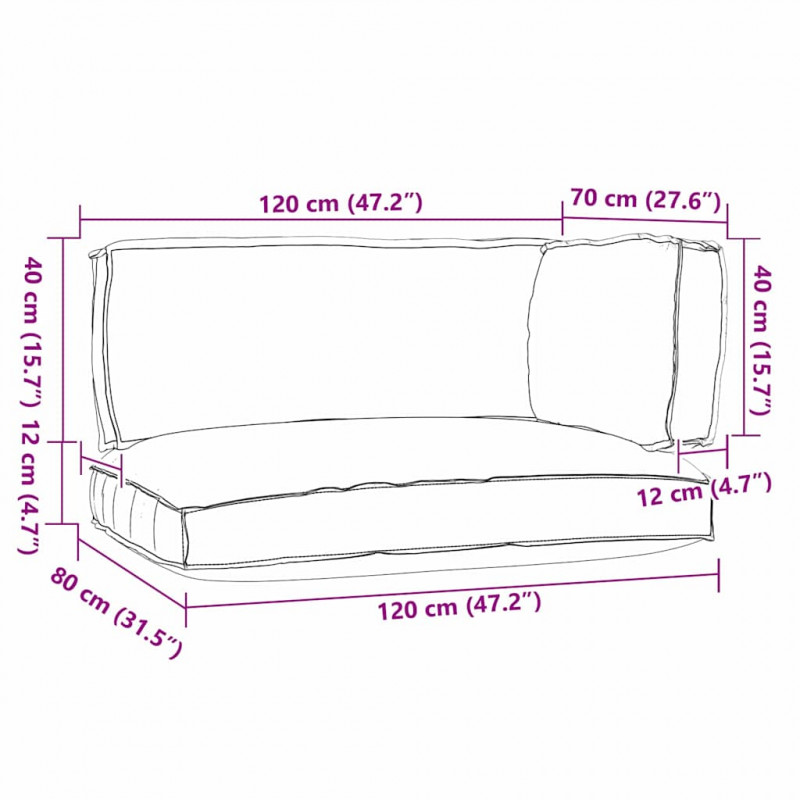 Zestaw poduszek na paletę 3 pcs Ciemnoszary Materiał Oxford