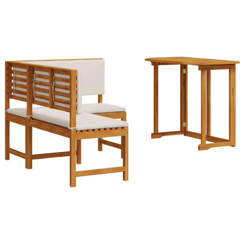 Zestaw Ławka Ogrodowa 2 pcs Brązowy Lite Drewno Akacji