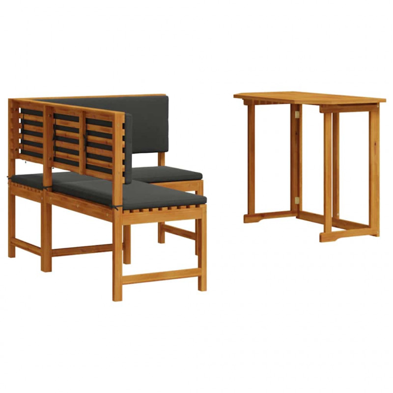 Zestaw Ławka Ogrodowa 2 pcs Brązowy Lite Drewno Akacji