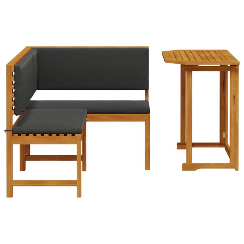 Zestaw Ławka Ogrodowa 2 pcs Brązowy Lite Drewno Akacji