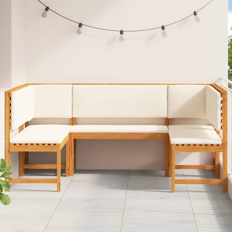 Zestaw Ławka Ogrodowa 5 pcs Brązowy Lite Drewno Akacji