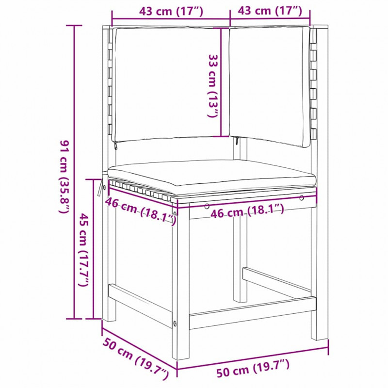 Zestaw Ławka Ogrodowa 5 pcs Brązowy Lite Drewno Akacji