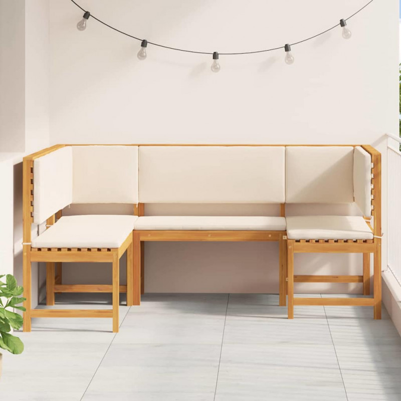Zestaw Ławka Ogrodowa 3 pcs Brązowy Lite Drewno Akacji