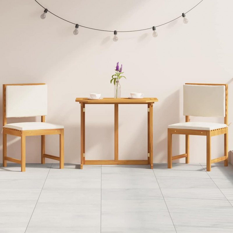Zestaw Bistro Ogrodowego 3 pcs Brązowy Lite Drewno Akacji