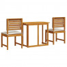 Zestaw Bistro Ogrodowego 3 pcs Brązowy Lite Drewno Akacji
