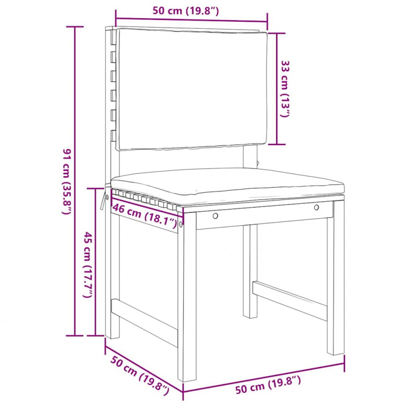 Zestaw Bistro Ogrodowego 3 pcs Brązowy Lite Drewno Akacji