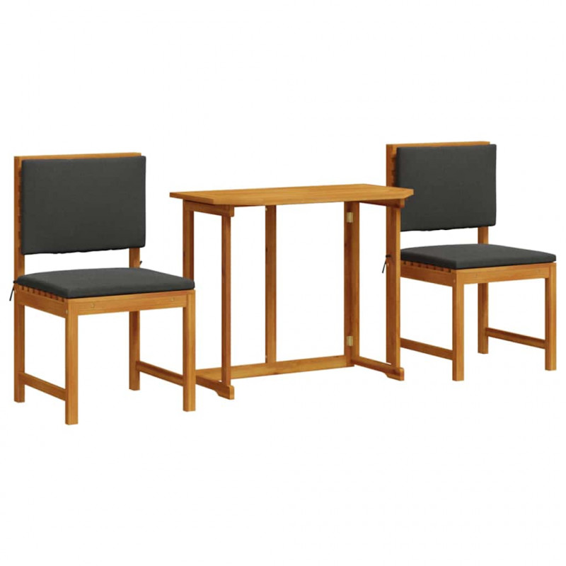 Zestaw Bistro Ogrodowego 3 pcs Brązowy Lite Drewno Akacji