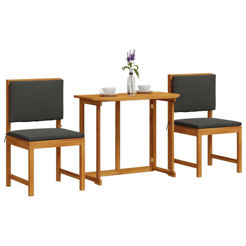 Zestaw Bistro Ogrodowego 3 pcs Brązowy Lite Drewno Akacji