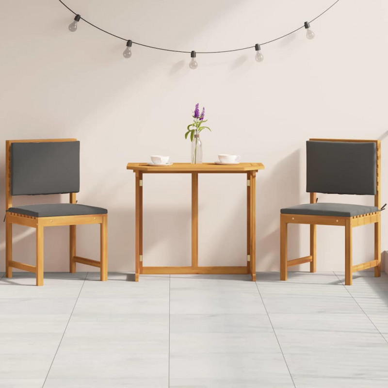 Zestaw Bistro Ogrodowego 3 pcs Brązowy Lite Drewno Akacji